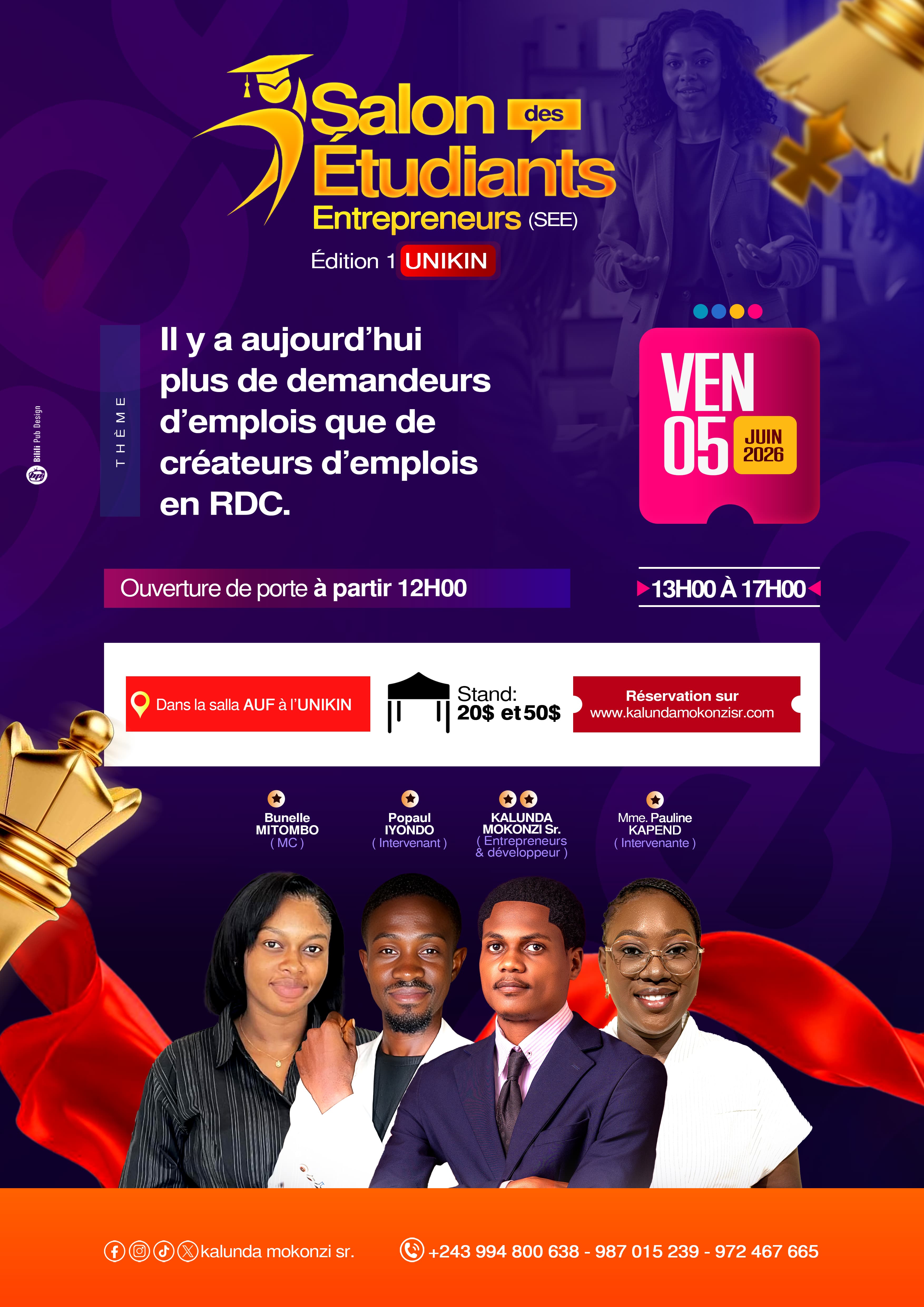 Programme du Salon des Étudiants Entrepreneurs 2026 à l’Université de Kinshasa