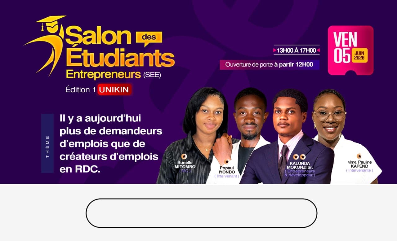 Ticket officiel de réservation du Salon des Étudiants Entrepreneurs 2026 à Kinshasa RDC